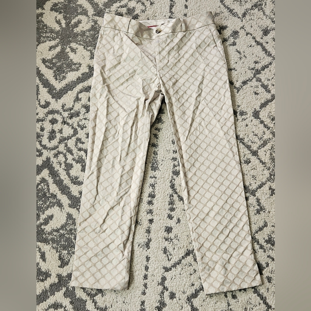 Banana Republic Camden-Fit Jacquard Ankle Trouser Pant Champagne Size 4